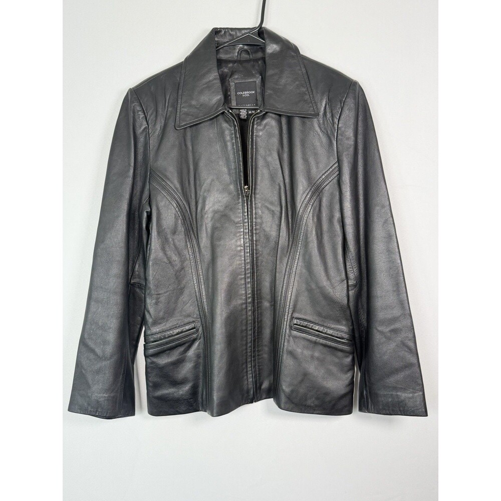 Colebrook & Co Women’s Leather Jacket Size M Black Genuine Leather Zip Front